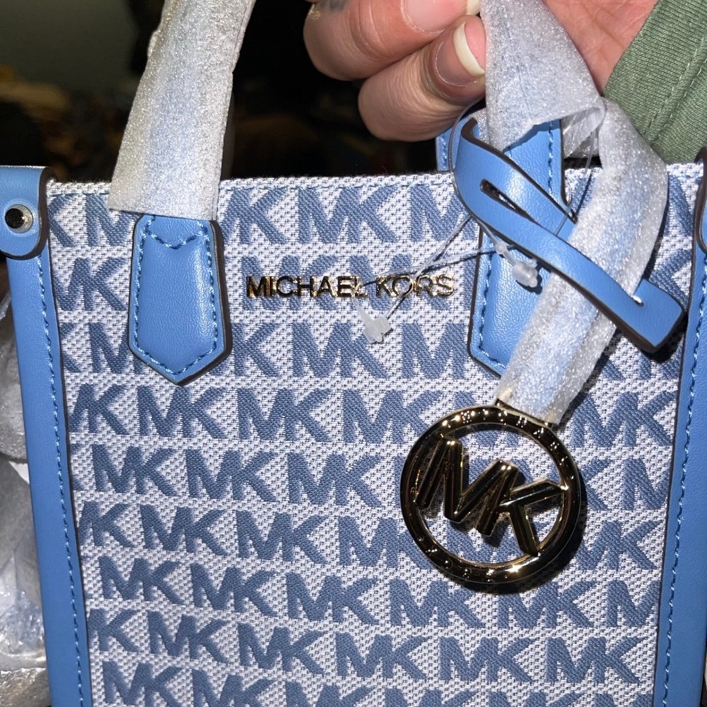 Michael Kors Blue and White Monogram Tote